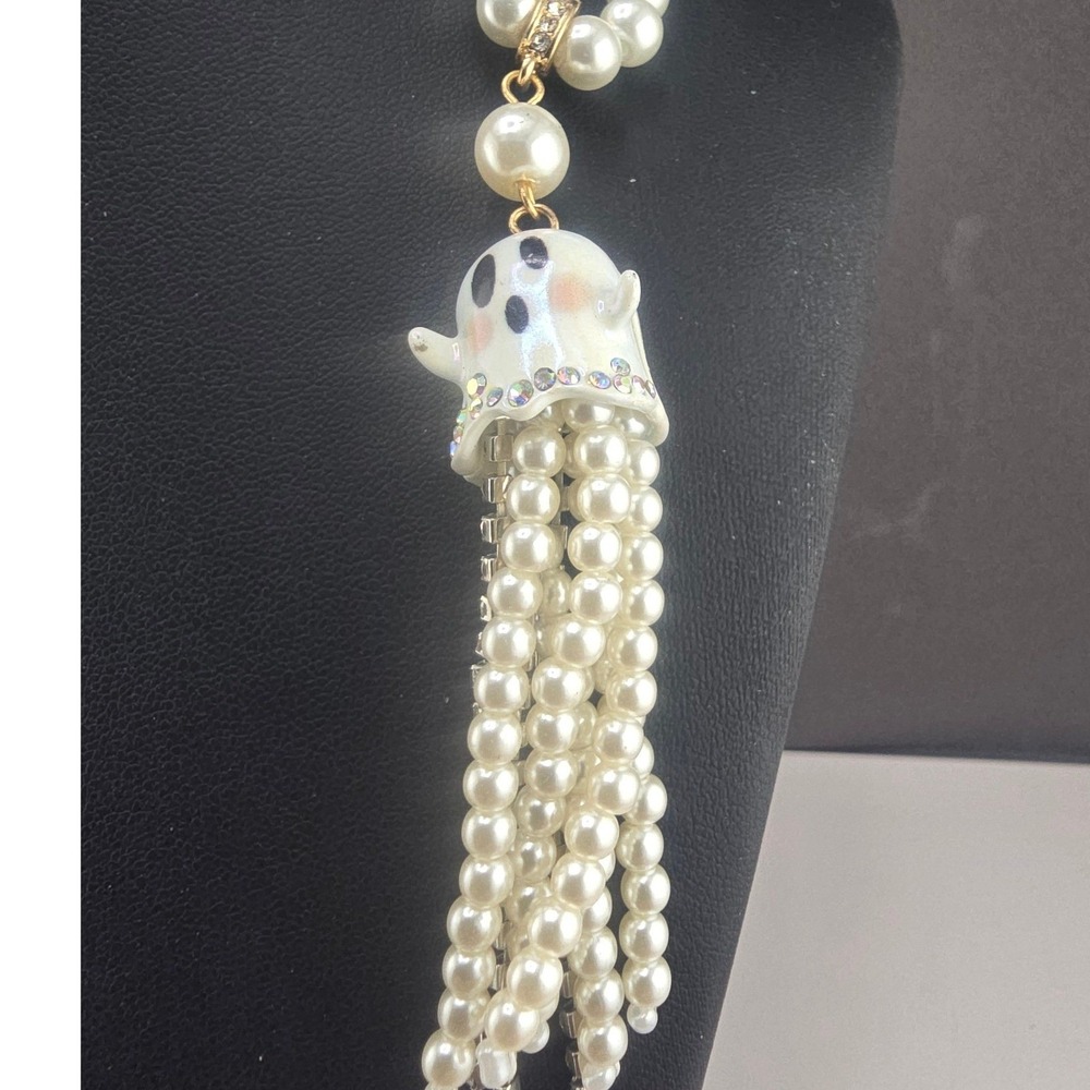 Betsey Johnson Ghost Necklace Halloween Tassel Glow In The Dark 19in